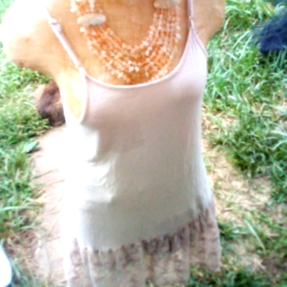 Dusty pink small lace tank